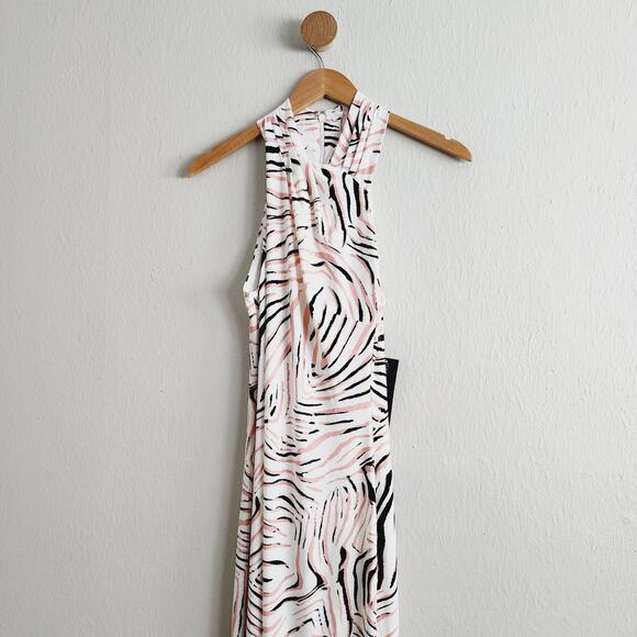 NEW Rachel Roy Cierra Pink Black Zebra Animal Print Abstract Jersey Maxi Dress - Picture 3 of 8